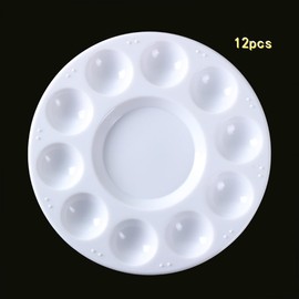 12 Pcs Paint Palette,Paint Tray,Round Palettes Plastic For Diy Craft Professional Art Painting