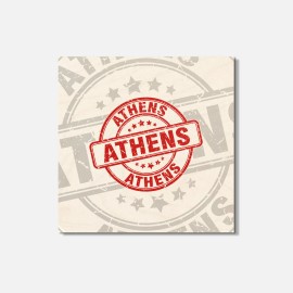 Unbranded Athens Grunge Travel 4'' X 4'' Square Wooden Coaster