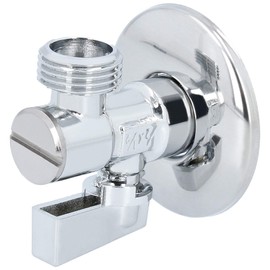Premium angle valve with filter and rosette DN15 1/2 inch x 1/2 inch, shut-off valve, washbasin water connection, washing machine connection, brass water valve, device valve, angle regulating valve,