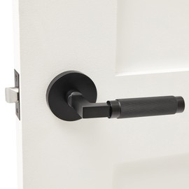 Explore Hardware London Collection Solid Brass Lever Bed & Bath Privacy Door Lock, Matte Black