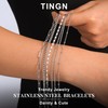 TINGN Pack of 5 Silver Bracelet Women's Stainless Steel Bracelets