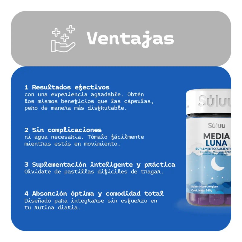 Súluu Media Luna Gomitas Dormir Sueño Profundo Duradero Reparador Magnesio