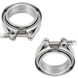 2 x 63 mm (2.5 inches) V Band Clamp Kit Stainless Steel Clamp with 2x Male & Female Flanges V-Band Clamps Welding Rings Centring Rings Turbo Exhaust System Quick Release for Exhaust Pipes