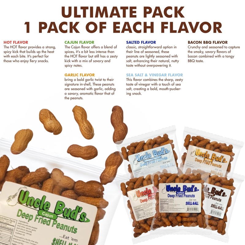 Uncle Bud's Deep Fried Peanuts In Shell (6-Pack), Mixed Nuts