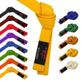 DEPICE Unisex Adult Martial Arts Belt, White/Yellow, 200 cm