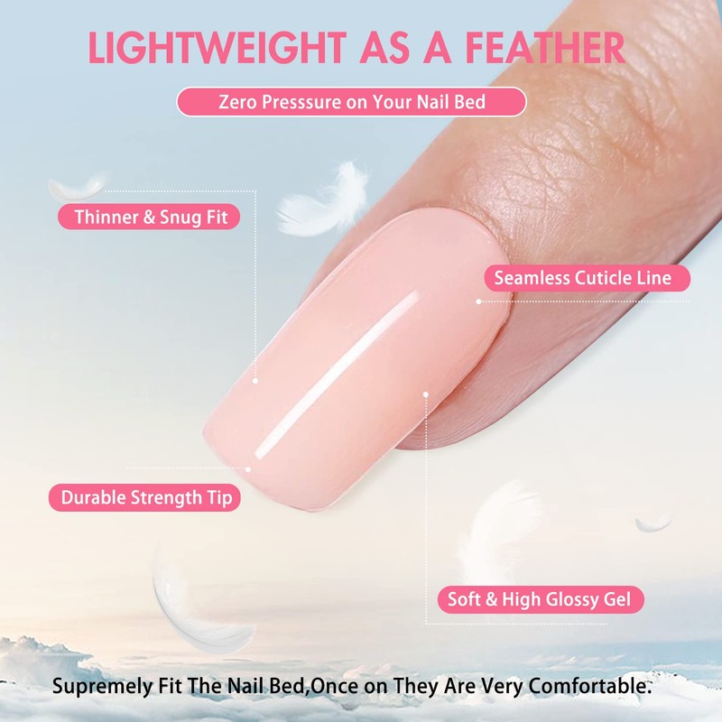 KXAMELIE Ivory White Medium Coffin Nails - Press On, Glue