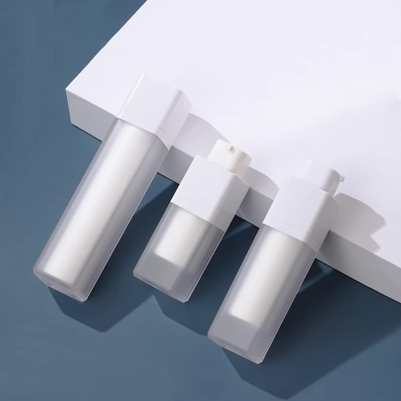 2pcs Square Essence Dispensers Frosted Airless Pump Bottles - Plastic