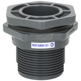 Hayward BFA1020CES 2-Inch Gray PVC Socket by Thread BFA Series Bulkhead Fitting with EPDM Standard Flange Gasket