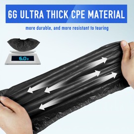 squish Shoe Covers Disposable Non-Slip, 100 Pack 6g Thick Booties Cover, Waterproof Slip Resistant Disposable Shoe Covers Durable Protector Covers for Indoors and Outdoors Fit Up to 13 Size (Black)