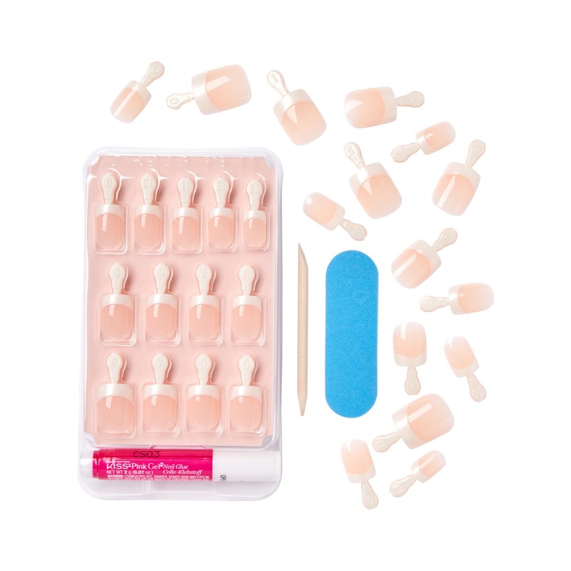Kiss Everlasting French Nail Manicure, Chip-Free, Flexi-Fit Technology, Real Short,