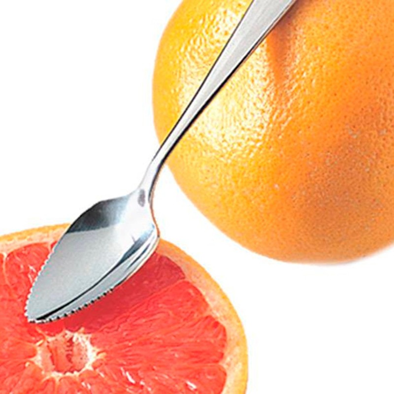 2Pcs Silver Grapefruit Spoon Stainless Steel Fruit Spoon, Stainless Steel