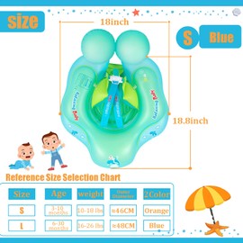 Newborn Baby Swimming Float 3-12 Months,Blue Inflatable Baby Pool Float Ring with Safety Seat Anti-Flip Tail,Inflatable Baby Swimming Ring Floating Swim Circle for Babies Toddlers Infant Swim Ring