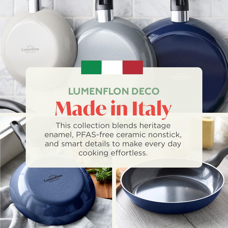 Lumenflon Deco 11” Nonstick Frying Pan Skillet, Made in Italy,