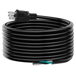 15 FT 12 AWG 3 Prong Replacement Power Cord, 20 Amp 12 Gauge 3 Conductor Wire Extension Cable with Pigtail Open Wiring End.