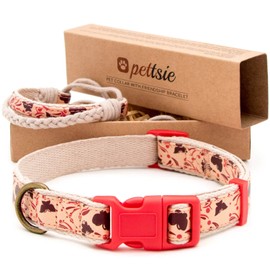 Pettsie Matching Dog Collar and Owner Friendship Bracelet, Adjustable Size Small and Medium, Safe, Durable, Eco Friendly Hemp with Fancy Pattern, Comfortable, Strong