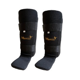 M-WORLD Leg Supporters, Easy Legers, Left and Right 1 Set, // Karate, Foot Support, Snagard, Velcro, Velcro Tape, Fighting, Practice, Practice (Medium, Black)