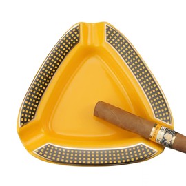 Cigar Ashtray Triangle- Large Rest Outdoor Cigars Ashtray for Patio/Outside/Indoor Ashtray (Yellow)