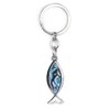 Key Ring Ichthys Fish 5 cm Silver Paua Shell Abalone
