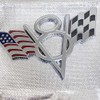 2PC V8 Emblem Badge 3D Metal American Flag Style Car