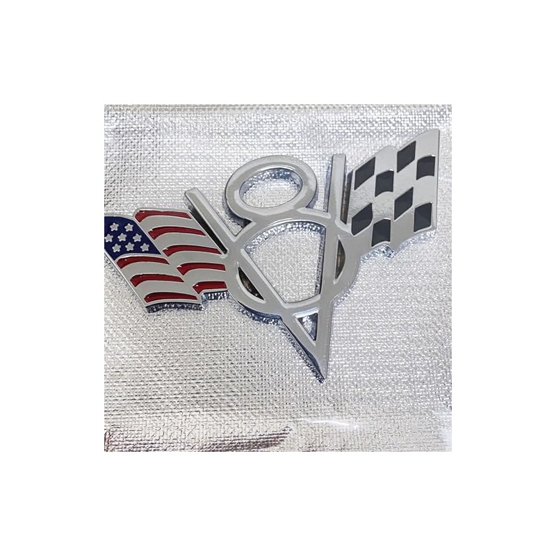 2PC V8 Emblem Badge 3D Metal American Flag Style Car