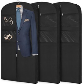 50" Garment Bag for Travel for Hanging Clothes Storage Hanging Suit Cover with Zipper and Accessory Storage for Coats, Dresses, Suits