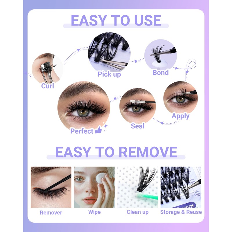 NAGARAKU Individual Eyelash Clusters, 30D, 40D, Mega Volume DIY Set,