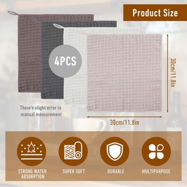 LLOUSSAK Pack of 4 Microfibre Cloths Barista Cloth, Dishcloths, Washable Tea Towels with Poly Mesh Scouring Side, Reusable & Food-Safe Dishcloths Without Plastic, 30 cm x 30 cm