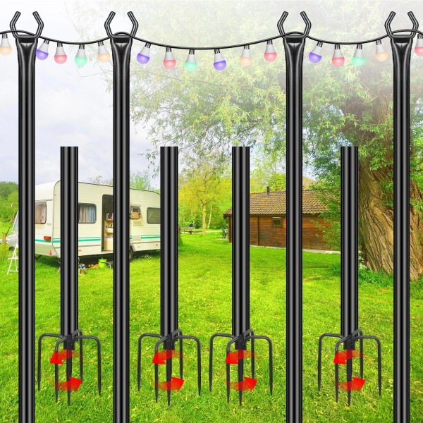 FHNFHN String Light Poles 4 Pack,10FT Metal String Light Poles