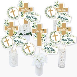 Elegant Cross - Religious Party Centerpiece Sticks - Table Toppers - Set of 15