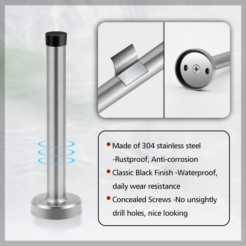 Door Stopper, 5 Inch Long Door Stop, Wall Mount, Brushed