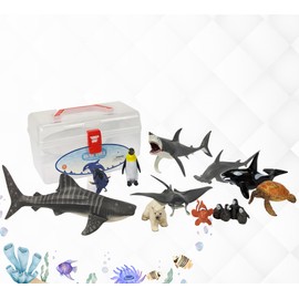 RLS Sea Animal Large Jumbo Solid Figures 12Pcs Realistic Toy Fish Sea Creatures For Children - Shark, Whale, Dolphin, Turtle