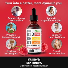 2 Pack Vitamin B12 and B6 Liquid Drops B12 Sublingual Vitamin B Complex - B 1...