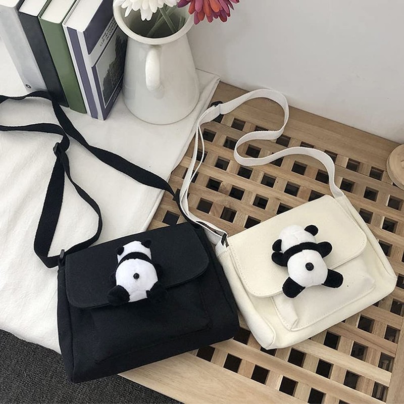 Highawk Panda Plush Outing Bag, Cross-body Mini Pouch, Pochette, Lightweight,