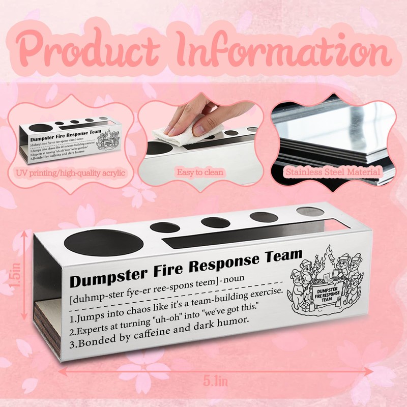 WINOESHE Stainless Steel Pencil Holder with Dumpster Fire Response Team