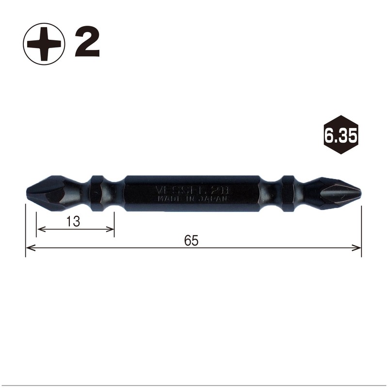 Vessel Double-Ended Sakisbo Bit with Magnet for Tapping Drill Screws