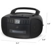 GPX BCA209B Portable Am/FM Boombox with CD and Cassette Player,