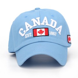 Koijhnb Adult Unisex Canada Flag Baseball Cap Maple Leaf Embroidered Men Women Adjustable Cotton Canada Golf Dad Hat(Blue-A)