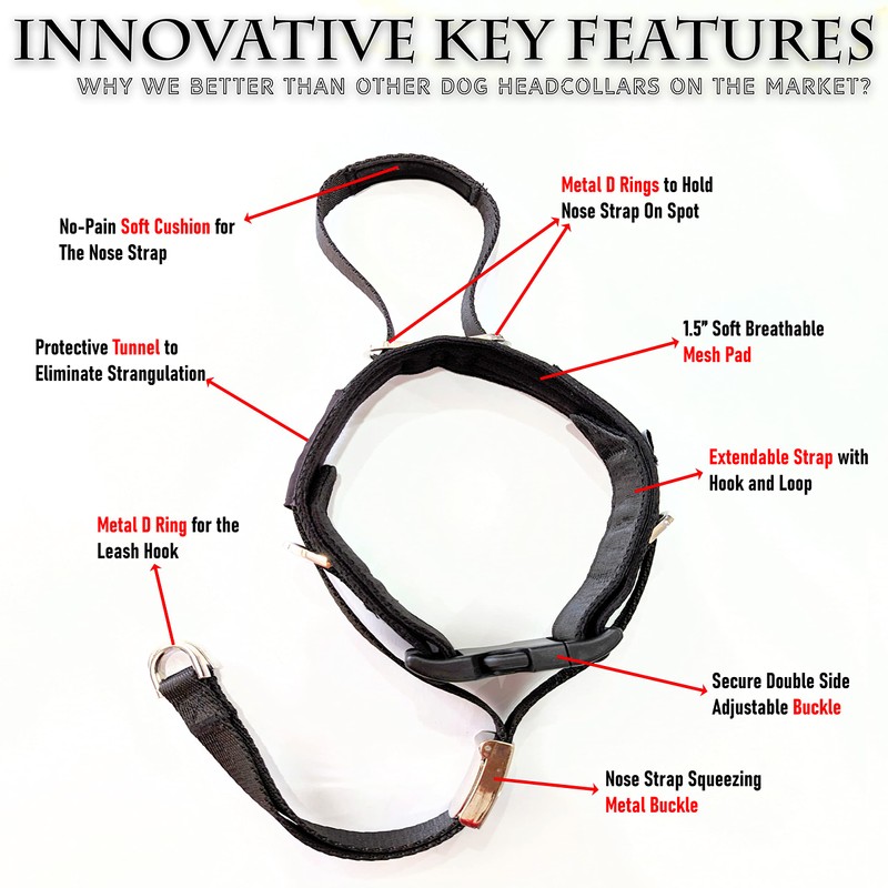 PetsProMax No-Pull Dog Headcollar for Large Dogs (Agressive/Reactive Dogs; Instant