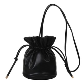 NICE SELECTION Women's Mini Shoulder Bag, Drawstring Bag, Smaller, Lightweight, Cross-body Bag, 2-way, 3-Way PU Leather, Stylish, Cute, Compact, Multi-functional, Work or School Commute, Dating