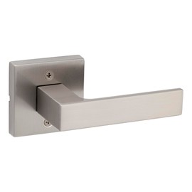 Kwikset Singapore Dummy Door Handle, Single Sided Lever for Closets, French Double Doors, and Pantry, Satin Nickel Non-Turning Reversible Interior Push/Pull Lever, with Microban Protection