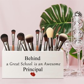 URLLUAE Principal Appreciation Gifts Wooden Pen Pencil Holder for Office Classroom Desk Accessories, Gifts for School Principals Makeup Brush Toothbrush Holder Organizer