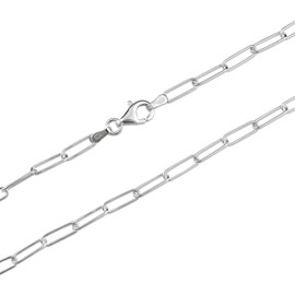 Heather Needham Sterling Silver Round Wire Paperclip Chain Necklace - Link Size 9 mm - 16, 18 inches - Gift Boxed 8507/18