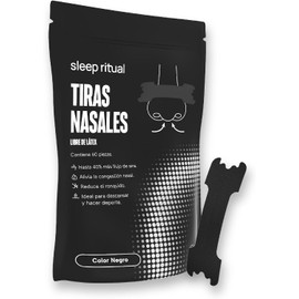Sleep Ritual 60 Tiras Nasales Ideales para Uso Nocturno o Deporte Dotación para 2 Meses, Hipoalergénicas y con Firme Fijación, Libres de Látex