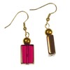 "Red Wine Lover" Wine Red Glass Rectangles with Goldtone Accents;