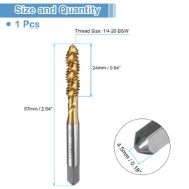 QUARKZMAN Gewindebohrer Set 1/4-20 BSW H2 Maschinengewindebohrer Bit, Titanbeschichtete Schraubengewinde-Reparaturwerkzeug, M2 Hochgeschwindigkeitsstahl (HSS6542)