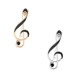 Music Lapel Pin Set of 2 Gold and Silver Musical Note Brooch for Suit Jacket, Scarf, Dress Accessories, Elegant Treble Clef Gift for Musician, Singer, Birthday Wedding Jewelry