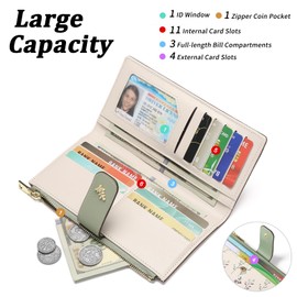 GAEKEAO Purse for Women Slim Bifold Ladies Purse Floral Leather Large Capacity Wallet for Women with Zipper Pocket ID Window