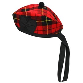 UMAM Glengarry Cap - Traditional Scottish Hat, 100% Wool, Acrylic Wool Tartan, Wool Kilts/Bagpipes Accessories Acrylic Wool, Polyester Cotton Ribbon (7 (56 UK), Fraser)