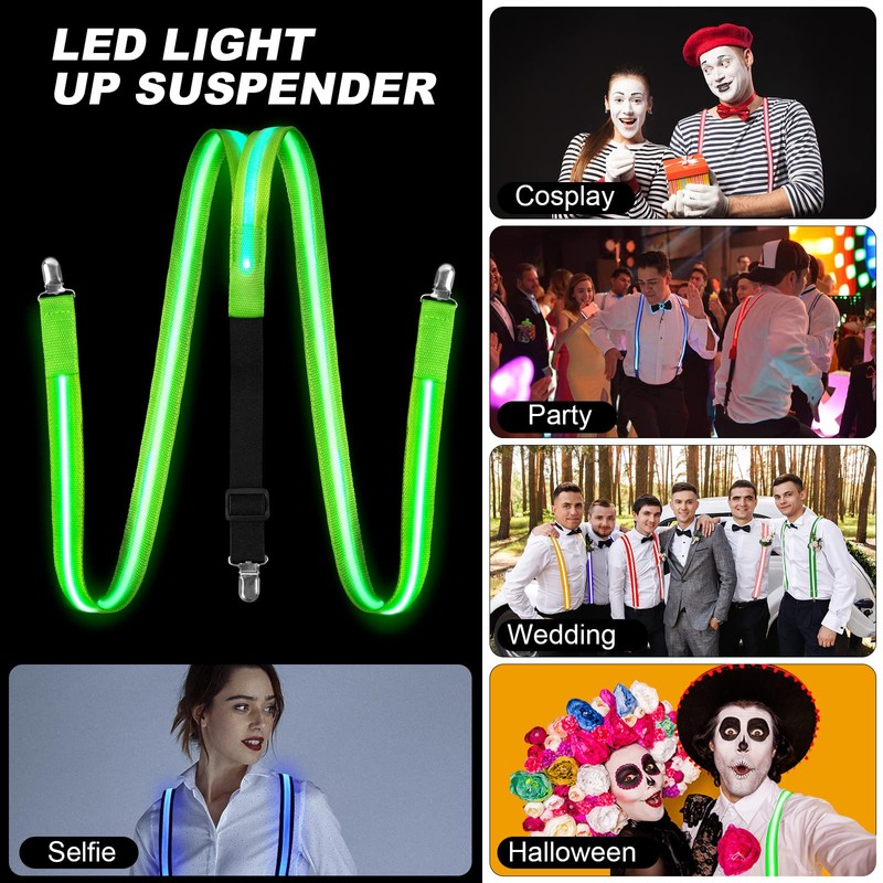 Ainiv LED Light-Up Braces, Back Braces, Neon Stripes, Y-Shape Braces,