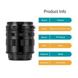 Fotover Macro Extension Tube Ring for Pentax PK Mount Cameras with Body Rear Lens Cap